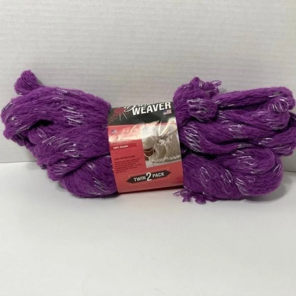 Purple Silver Sequin Rigoletto Yarn 4 Skeins